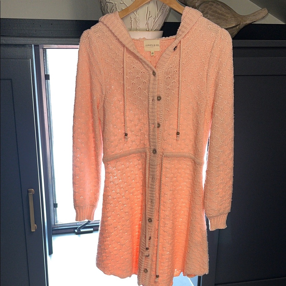 Pink Hooded Cardigan